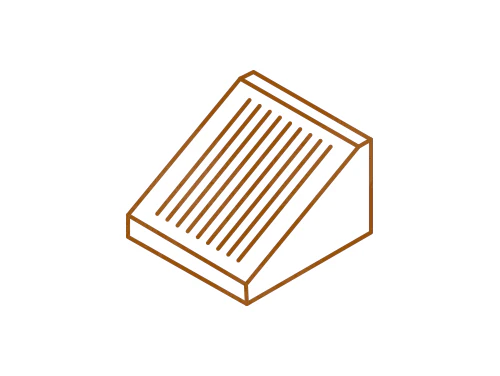 A brown line drawing of a wedge