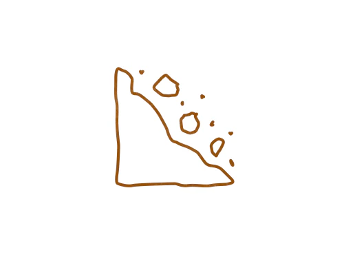 A brown line drawing of a piece of food.
