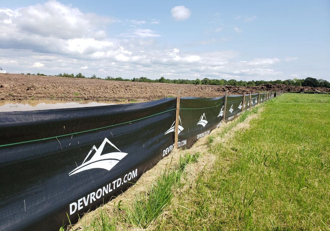 Devron LTD silt fence on construction site.