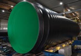 HDPE pipe, closed profile, black, green interior, reline pipe